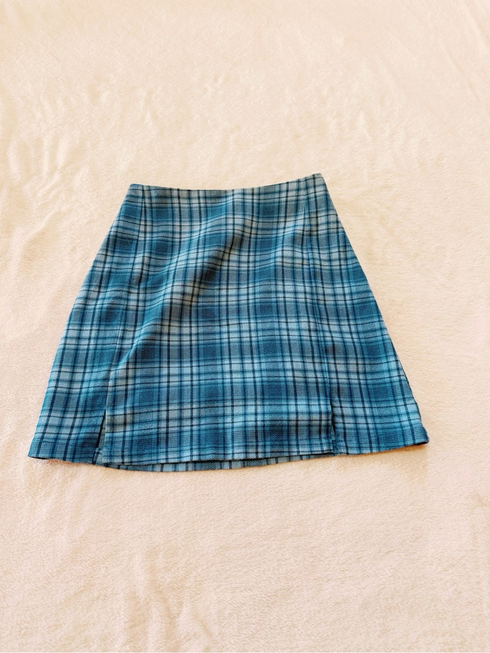 Brandy Melville Blue Plaid Mini Skirt